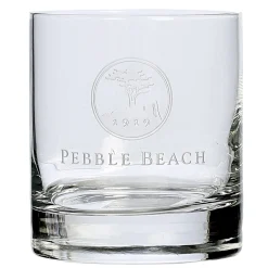 Fashion Pebble Beach Etched Double Old Fashioned Glass