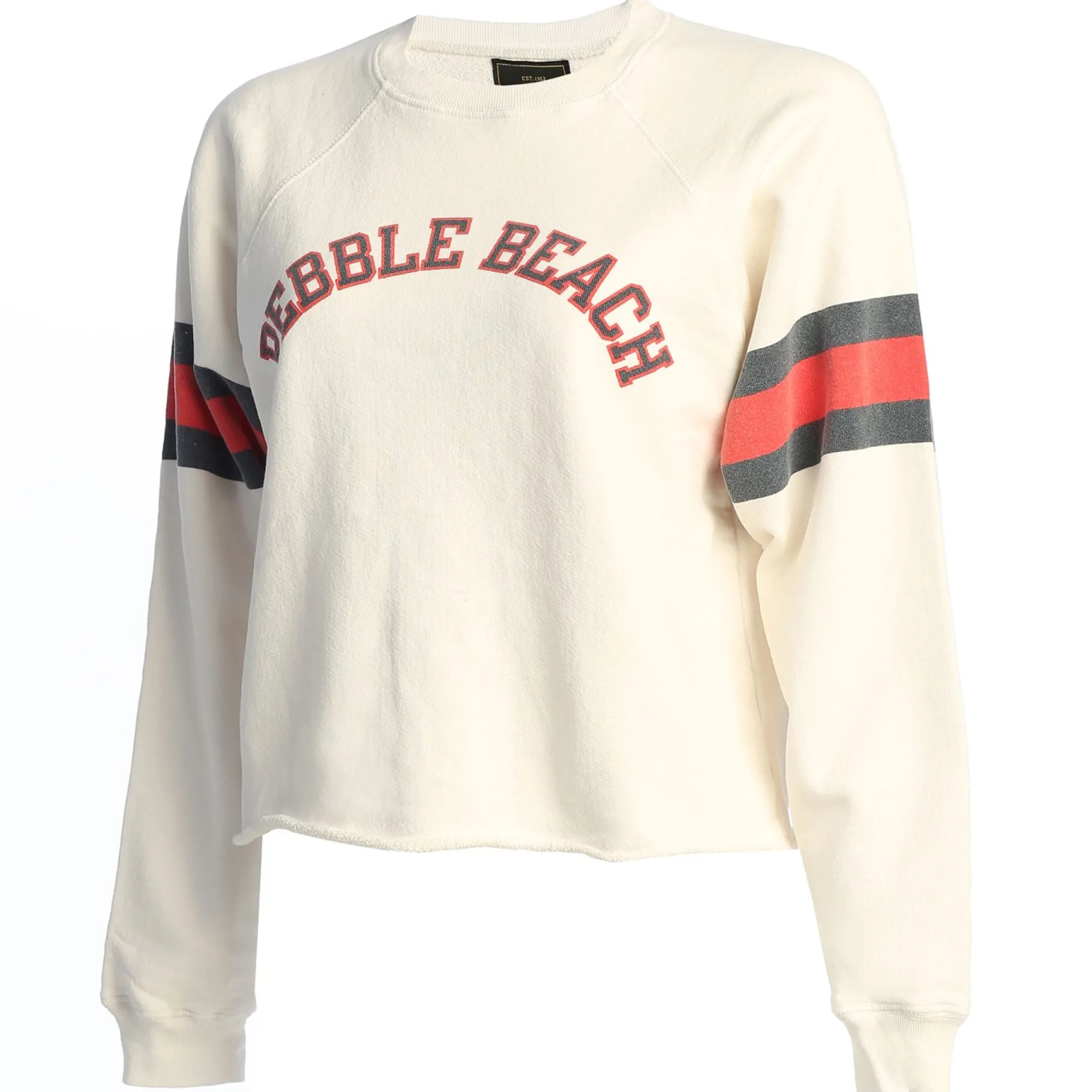 Online Pebble Beach Ladies Black Label Stripe Sleeve Crew Sweatshirt By Original Retro Brand
