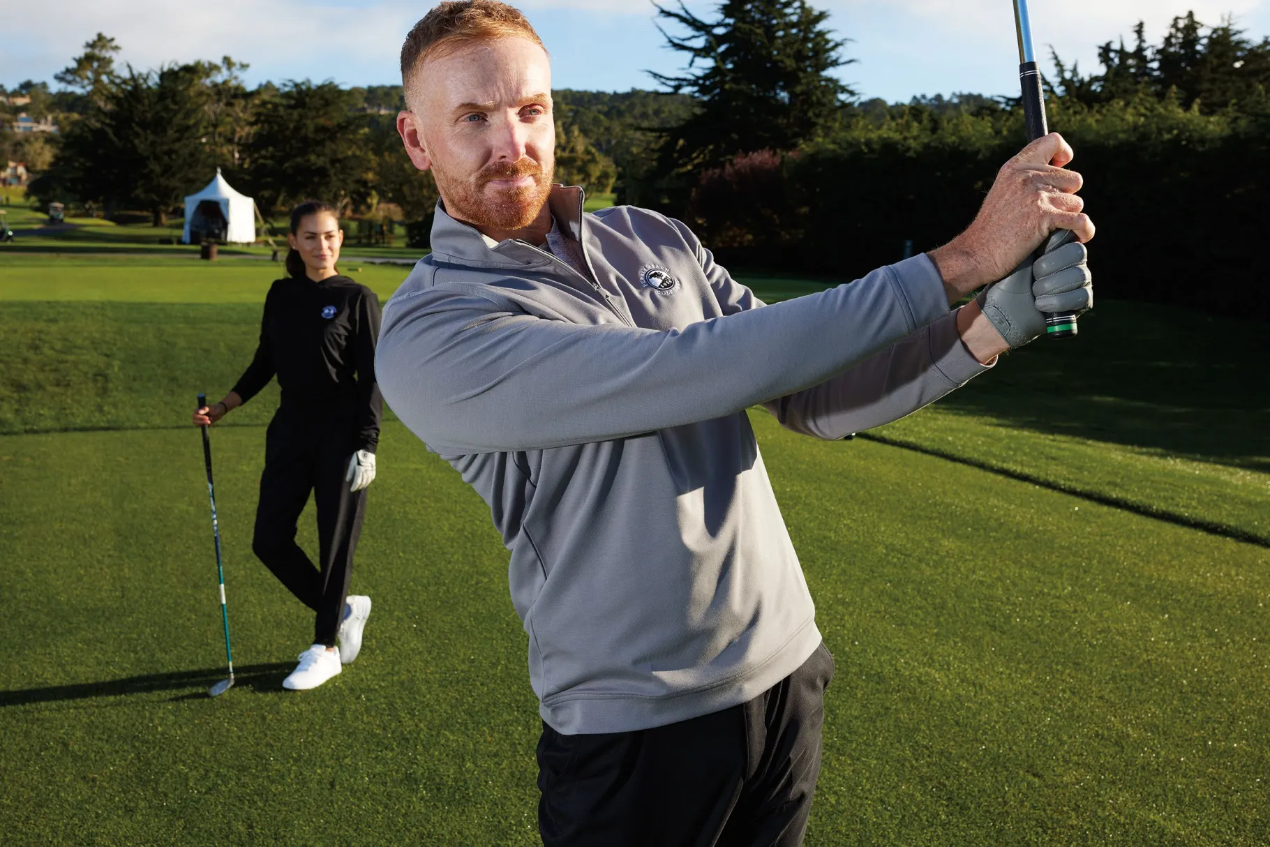 Best Pebble Beach Men's 3-Stripes Heather 1/4 Zip By Adidas