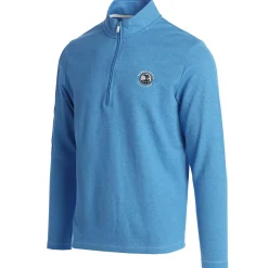 Clearance Pebble Beach Men's 3-Stripes Pulse Blue 1/4 Zip By Adidas