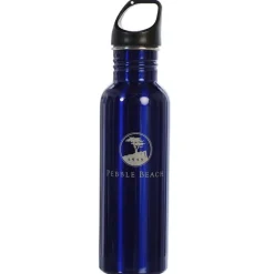 New Pebble Beach Stainless Steel Etched Water Bottle Green