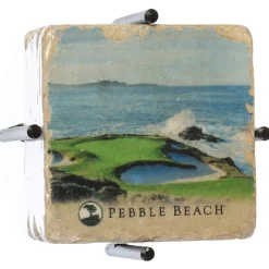 Hot Pebble Beach 7Th And 18Th Hole Marble Coaster Set By Art And Stone