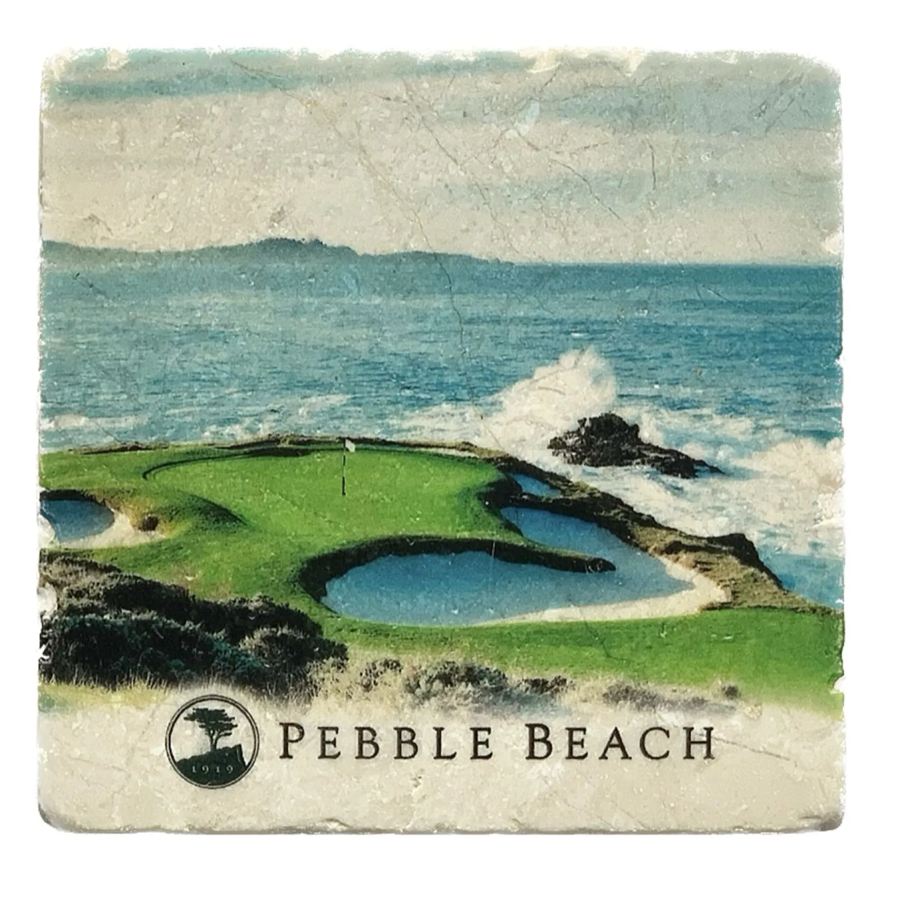 Discount Pebble Beach 7Th Hole Marble Coaster By Art And Stone