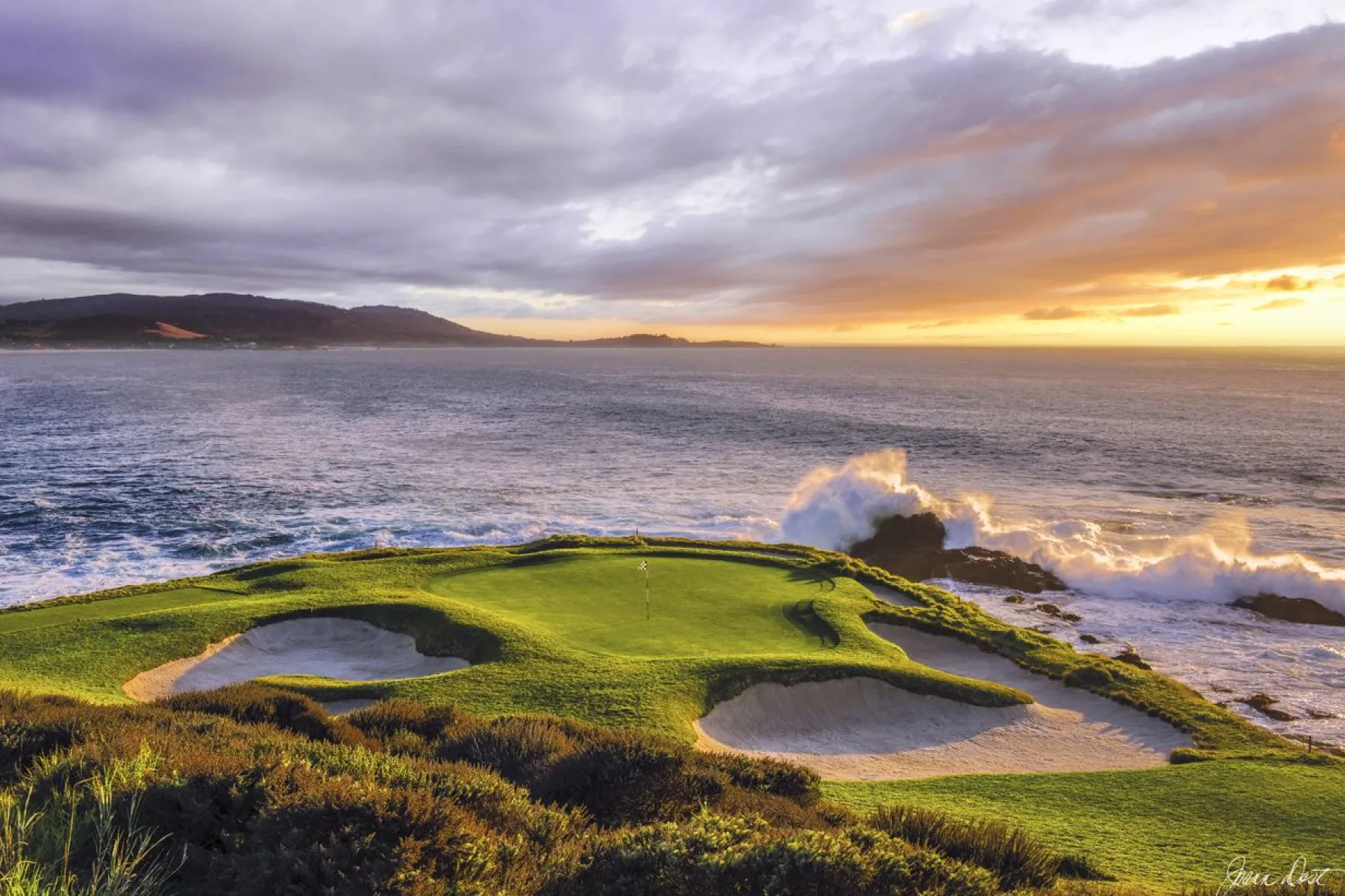 Best Pebble Beach Sunswept By Joann Dost -Metal Print